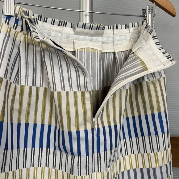 Massimo Dutti Geometric Jacquard Stripe Pockets Box Pleat A-Line Mini Skirt Sz 4 - Picture 9 of 15